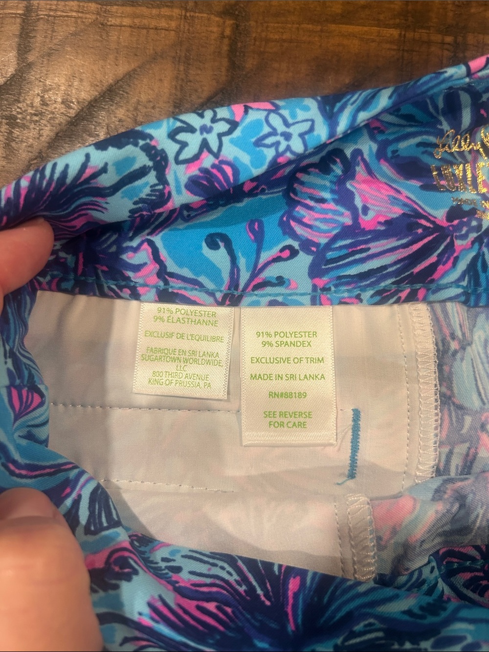 NWT Lilly Pulitzer Luxletic Turquoise, Pink & Purple Floral Bermuda Reid Shorts - Picture 4 of 8